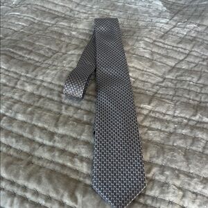 Michael Kors Black and Silver Geometric Silk Tie